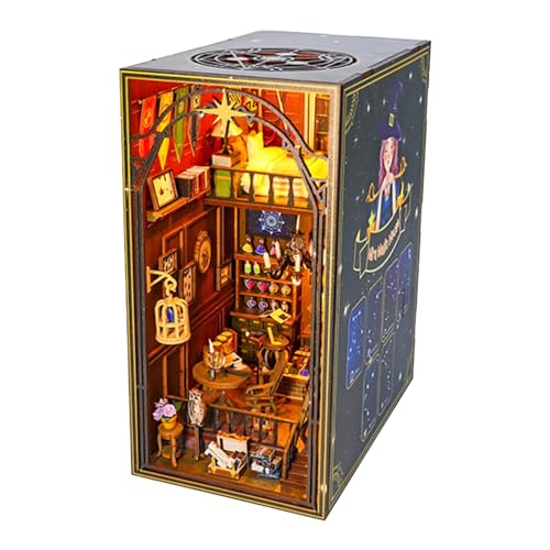 MagiDeal DIY-Buchnook-Set, 3D-Holzpuzzle, Buchstütze, dekorativer Bücherregal-Einsatz, Dekor, Gasse, Puppenhaus für Halloween, Büro, Weihnachten von MagiDeal