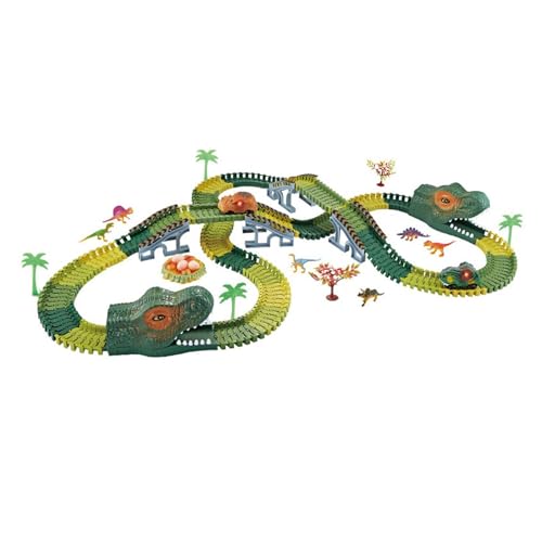 MagiDeal Dinosaurier-Rennstrecken, Flexible Dinos-Bahnschienen mit Autos, pädagogisches Dinosaurier-Spielzeug, Spielfahrzeuge, Spielzeug-Set für Kleinkinder, 192 Dinosaurierspur von MagiDeal