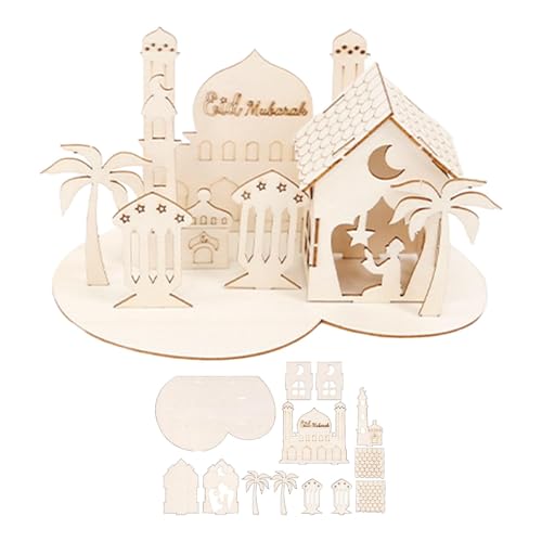 MagiDeal Eid Mubarak Holzornament-Montage, 3D-Burg-Puzzle, Sammlerstück, Ramadan-Tischdekoration für islamische Bücherregal-Dekoration, Stil D von MagiDeal