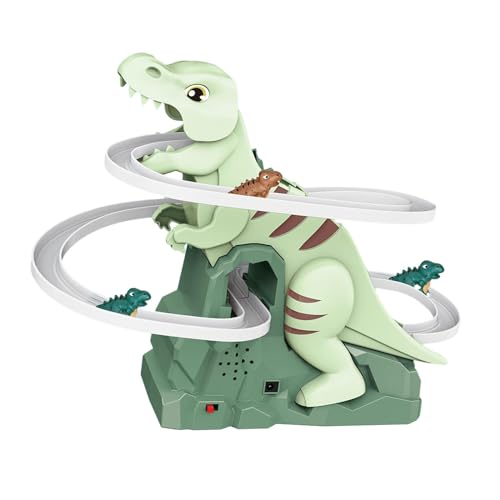 MagiDeal Elektrisches Dinosaurier-Jagd-Rennstrecken-Spielset, Achterbahn-Spielzeug, Dinosaurier-Spielset, Dinosaurier-Kletterrutschen-Spielzeug für Jungen und von MagiDeal