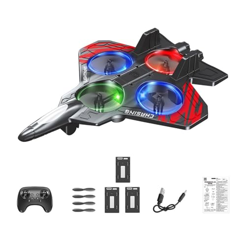 MagiDeal Ferngesteuertes Flugzeug, Kampfjet-Modell, 6 Kanäle, Geschenke für Jungen und Mädchen, wiederaufladbares Anti-Fall-RC-Flugzeug für und, Rot DREI Batterie von MagiDeal