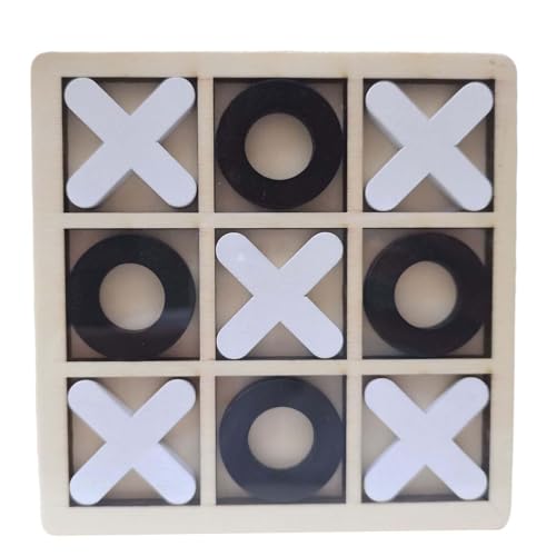 MagiDeal Holz Tic TAC Toe Spielset XO Tischspielzeug Noughts and Crosses XO Schachbrettspiel für Indoor Outdoor Couchtisch Dekor Kinder, Schwarz-Weiss von MagiDeal