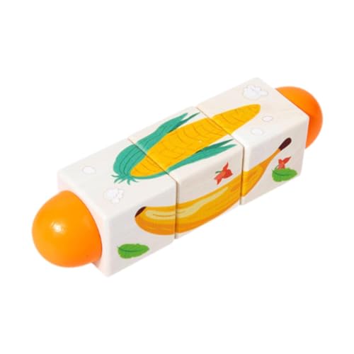MagiDeal Holzblock -Puzzle Puzzle Bausteine ​​süß, lernend, interaktiver, pädagogischer Hirnteaser für Kinder Jungen Mädchen Kinder, Obst Gemüse von MagiDeal