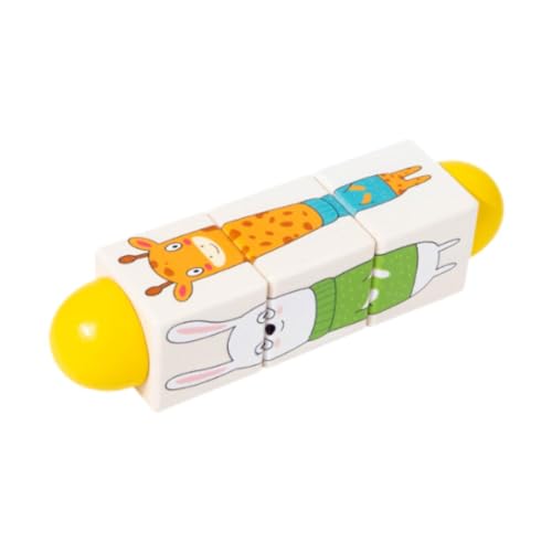 MagiDeal Holzblock -Puzzle Puzzle Bausteine ​​süß, lernend, interaktiver, pädagogischer Hirnteaser für Kinder Jungen Mädchen Kinder, Tiergelb von MagiDeal