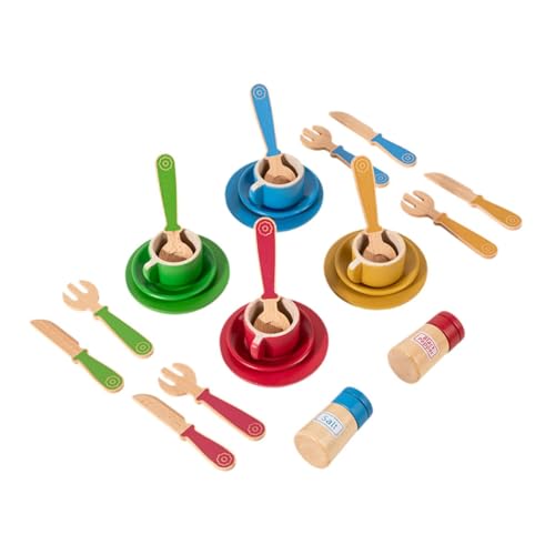 MagiDeal Holzspielgerichte und Teller für Kinder, Spielen Küchenaccessoires, kreatives Küchenspielzeugküchen -Set Kochspielzeug für Jungen Mädchen von MagiDeal