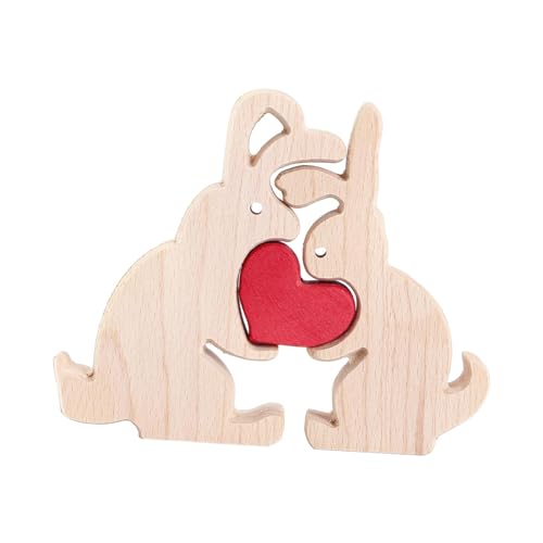 MagiDeal Kaninchen Holz Kunst Puzzle Holz Tier Puzzle Skulpturen DIY pädagogische Familie Puzzle für Muttertag Geburtstage von MagiDeal