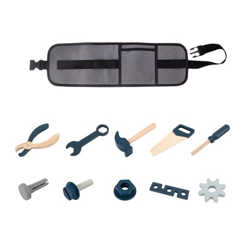 MagiDeal Kids Tool Belt Set Spielzeugwerkzeuge hölzerne Bildungsreparaturkostüm -Bauwerkzeuge Rollenspiele Spielzeug für Lernen des BAUS von MagiDeal