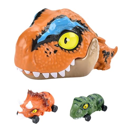 MagiDeal Kinder Dinosaurier Autos Werfer Spielzeugset, Zum Starten Drücken, Kreatives, Lehrreiches Mini Push and Go Auto für Jungen, Mädchen, Kinder, Orange von MagiDeal