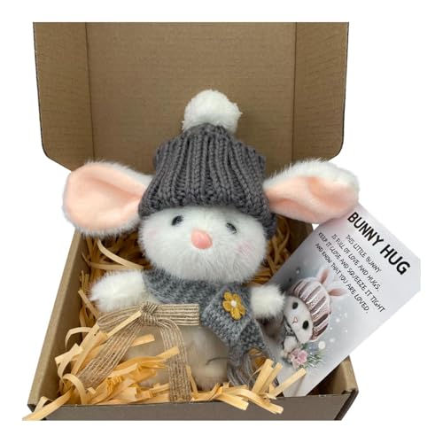 MagiDeal Mini Bunny Doll Ostergeschenk, Haushaltspartyversorgung Osterdekoration Spielzeug Leichtes Plüsch Puppe mit gestrickter Hut Wohnkultur, Grau von MagiDeal