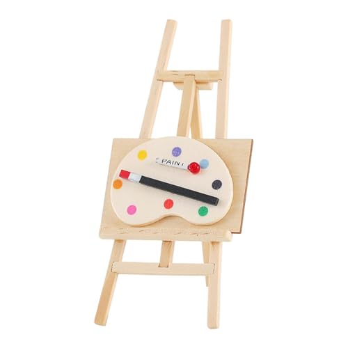MagiDeal Mini-Staffelei und Palette, Puppenhaus-Dekoration, Puppenhaus-Möbel, Modell, Miniatur-Ölgemälde-Set, Szenen-Requisiten für DIY-Projekte von MagiDeal