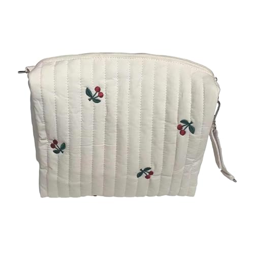 MagiDeal Niedliche Organizer-Tasche aus gesteppter Baumwolle, kleine Baby-Wickeltasche, Kinderwagen-Tasche, Mini-Kinderwagen-Aufbewahrungstasche zum Einkaufen, Kirsche von MagiDeal