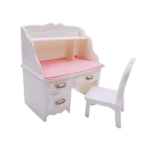 MagiDeal Puppenhaus Miniatur Schreibtisch Stuhl Set Puppenhaus Dekorationszubehör Mini Computertisch für Die Dekoration, Satz von MagiDeal