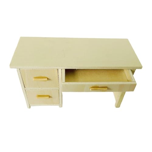 MagiDeal Puppenhaus-Möbelsammlung, realistisches Spielzeug, Mini-Küchenzubehör, Miniatur-Zubehör, Holzmöbel für 1/12, 12 X 5 X 6.5 cm Schreibtisch von MagiDeal