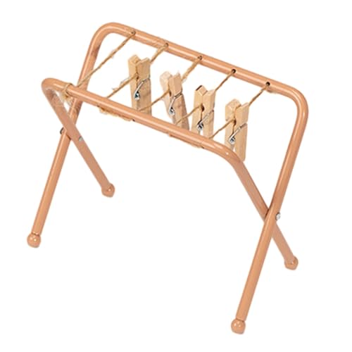 MagiDeal Puppenhaus-Wäscheständer, Miniaturmöbel, Eisen, Spielset, Mini-Kleiderständer, Modell für Kinder, Spielzeug, Foto-Requisiten, Feengarten, Hellbraun von MagiDeal