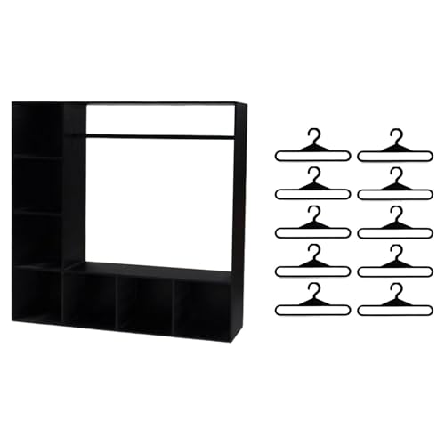 MagiDeal Puppenkleidung Schrank Puppenhaus Kleiderschrank Puppenzubehör Display Box Spielzeug für Liebhaber, Schwarz von MagiDeal