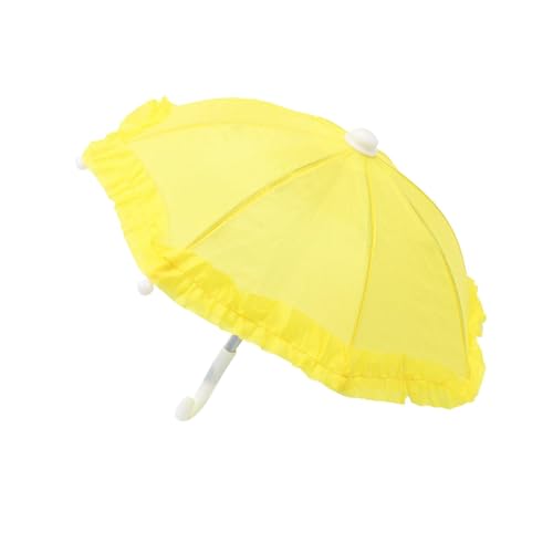 MagiDeal Puppenschirm, Mini-Farbschirm, niedliches Mini-Regenschirm-Spielzeug, Malerei, Geschenk, hängende dekorative Requisiten für Kinder, Gelb von MagiDeal