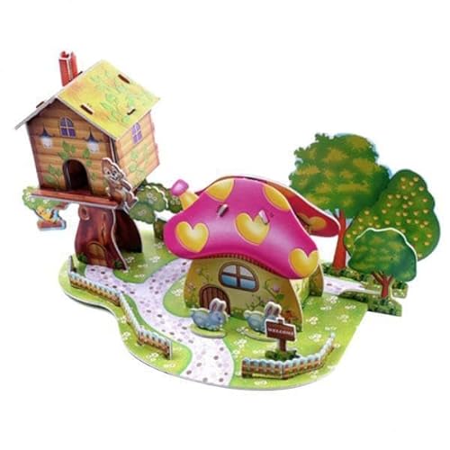 MagiDeal Puzzle DIY Spielzeug für Kinder Baby Frühen Pädagogisches Spielzeug Pilz Haus von MagiDeal