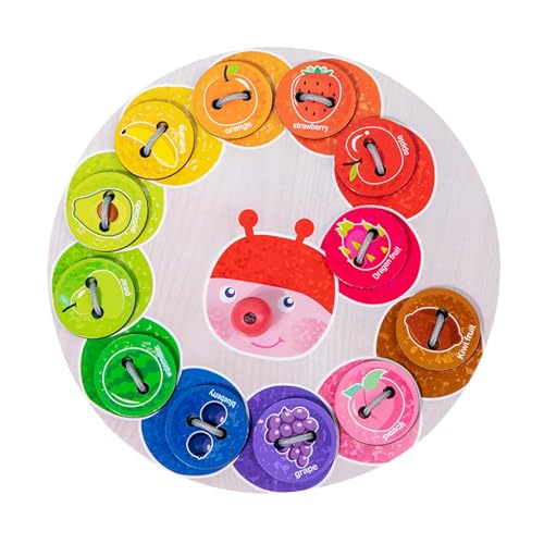 MagiDeal Raupe, Fädelspielzeug, Zählspielzeug aus Holz, Knopfspielzeug, Nähbrett, Lehrmittel, Kleidung und Knopfspiel für den Kindergarten von MagiDeal