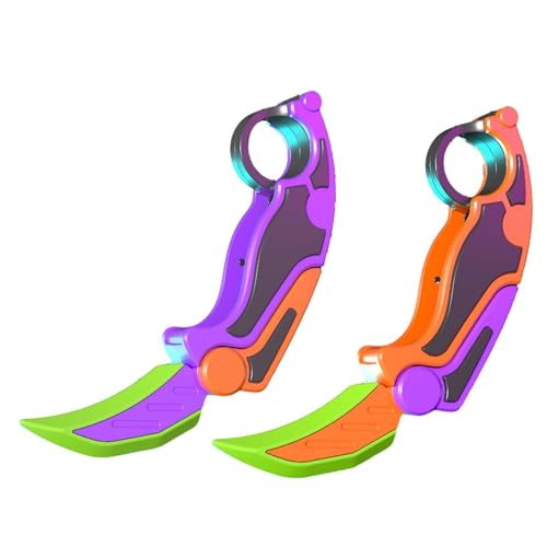 MagiDeal Rettichmesser-Spielzeug, sensorisches Messer, Fidget-Kinderpreis, faltbares Rettichmesser, 3D-Druck, Fidget-Messer für Familienurlaubsgeschenk, Orange-Violett von MagiDeal