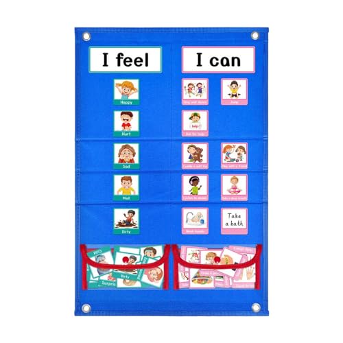 MagiDeal Routine-Taschendiagramm für Kinder, visueller Zeitplan, Lernmaterialien, Tagesplantafel, Verhaltenskarten für Schreibtisch-Kindergartenjungen von MagiDeal