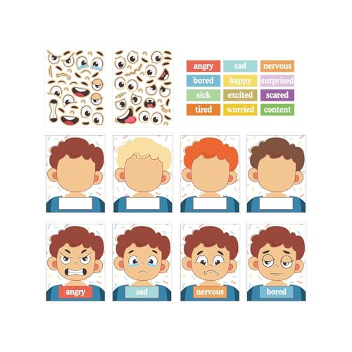 MagiDeal Soziales, emotionales Lernen, pädagogisch, Emotionen ausdrücken, traurige Gesichter, Aufkleber, Spiele, Basteln, für das Auto, Zuhause, MagiDeal Soziales, emotionales Lernen, pädagogisch, Emotionen ausdrücken, traurige Gesichter, Aufkleber, Spiele, Basteln, für das Auto, Zuhause, von MagiDeal