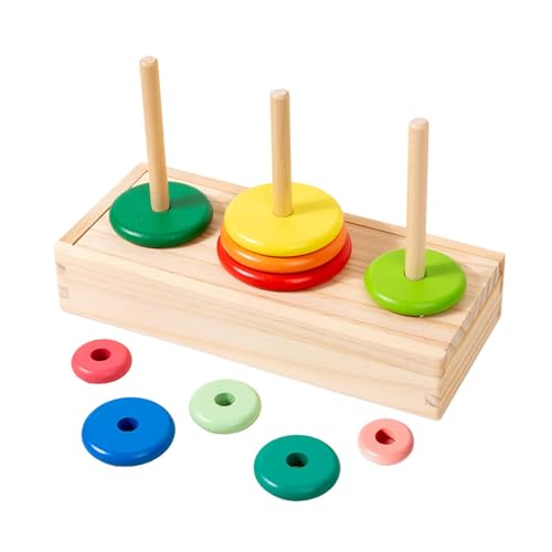 MagiDeal Stapelring-Spielzeug für Kleinkinder 1–3, logisches Denken, geistige Entwicklung, Kinder-Lernspielzeug, buntes Puzzle aus Holz von MagiDeal
