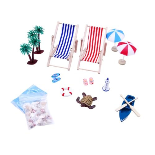 MagiDeal Strand Miniaturpuppenhaus Dekoration im Freien Accessoires Dach/Palmen/Stuhl DIY Cake Topper Gartenpuppenhaus Miniaturspielzeug Spielzeug von MagiDeal