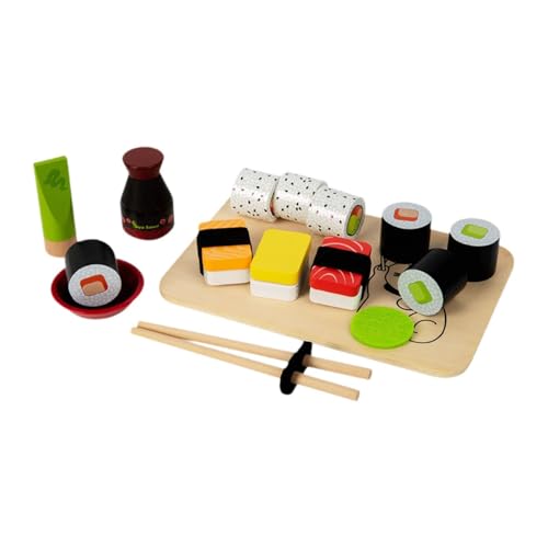 MagiDeal Sushi Slicing Play Food Set Sushi Food Play Lernspielzeug, Simulation, interaktiver hölzerner Sushi -Spielset für Alter 3+ von MagiDeal