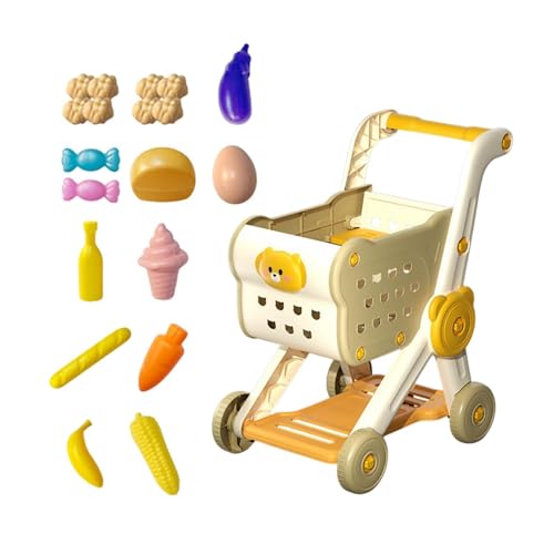 MagiDeal Toy Shopping Cart Schreibtisch Aufbewahrungszeug für Jungen Mädchen 3 Jahre alte realistische interaktive Einkaufskorb mit 15 PCS Spielen Essen, Beige MagiDeal Toy Shopping Cart Schreibtisch Aufbewahrungszeug für Jungen Mädchen 3 Jahre alte realistische interaktive Einkaufskorb mit 15 PCS Spielen Essen, Beige von MagiDeal