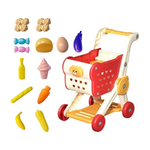 MagiDeal Toy Shopping Cart Schreibtisch Aufbewahrungszeug für Jungen Mädchen 3 Jahre alte realistische interaktive Einkaufskorb mit 15 PCS Spielen Essen, Rot MagiDeal Toy Shopping Cart Schreibtisch Aufbewahrungszeug für Jungen Mädchen 3 Jahre alte realistische interaktive Einkaufskorb mit 15 PCS Spielen Essen, Rot von MagiDeal