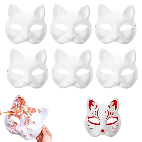 6 Stück Halloween Katzenmaske, Halloween Katzenmasken Zum Anmalen, Halloween Therian Mask, Halloween Fuchs Maske, Halloween DIY Papier Maske, Halloween Handgemalte Cat Maske, Halloween Leere Cat Mask 6 Stück Halloween Katzenmaske, Halloween Katzenmasken Zum Anmalen, Halloween Therian Mask, Halloween Fuchs Maske, Halloween DIY Papier Maske, Halloween Handgemalte Cat Maske, Halloween Leere Cat Mask von MagiSel