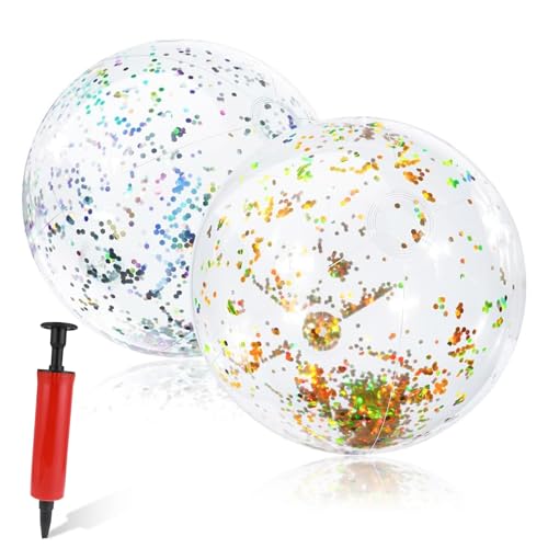 2 Stück Aufblasbare Wasserbälle, Aufblasbare Glitter Wasserbälle, Strandball, 40cm Inflatable Strandbälle, Schwimmball, Wasserball für Beach Balls Pool Party, Gilt für Weihnachten 2 Stück Aufblasbare Wasserbälle, Aufblasbare Glitter Wasserbälle, Strandball, 40cm Inflatable Strandbälle, Schwimmball, Wasserball für Beach Balls Pool Party, Gilt für Weihnachten von MagiSel