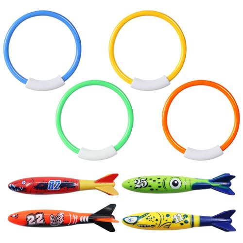 Unterwasser Tauchspielzeug 8Stück,Tauchringe Tauchtiere für Kinder,Schnell Unter Wasser Sinken Schwimmbad Spielzeug,Spielzeug Unterwasser,Tauchtraining,Sommer Poolparty Geschenk für Jungen und Mädchen Unterwasser Tauchspielzeug 8Stück,Tauchringe Tauchtiere für Kinder,Schnell Unter Wasser Sinken Schwimmbad Spielzeug,Spielzeug Unterwasser,Tauchtraining,Sommer Poolparty Geschenk für Jungen und Mädchen von MagiSel