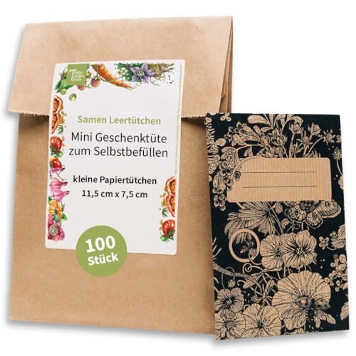 Samentütchen, Flachbeutel, Mini-Geschenktüte zum Selbstbefüllen und Beschriften für eigenes geerntetes Saatgut, Geschenke, Globuli - 100 Stück aus braunem, bedrucktem Packpapier Samentütchen, Flachbeutel, Mini-Geschenktüte zum Selbstbefüllen und Beschriften für eigenes geerntetes Saatgut, Geschenke, Globuli - 100 Stück aus braunem, bedrucktem Packpapier von Magic Garden Seeds
