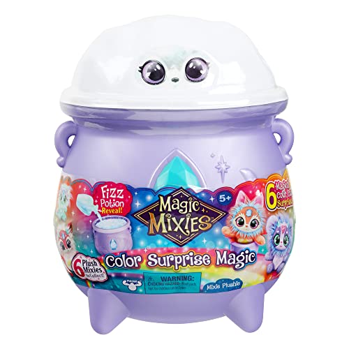 Magic Mixies Color Surprise Zauberkessel mit Plüschfigur, 6 verschiedenen Farbwechsel-Überraschungen, Mixie-Plüschfiguren zum Sammeln von Magic Mixies