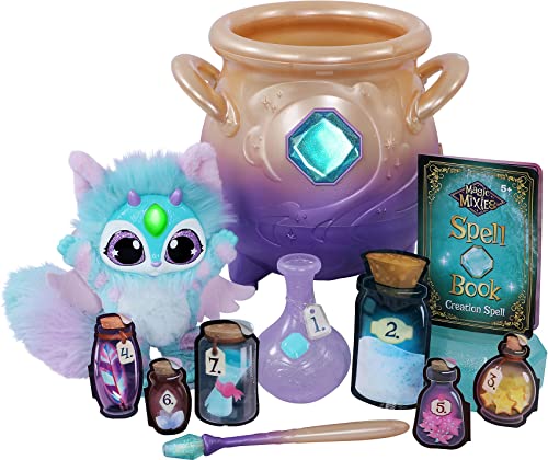 Magic Mixies Magischer Zauberkessel mit 20 cm großem, interaktivem, blauem Plüschtier, Zauberstab und Zauberzutaten, mit echtem Nebel und 2 Spielmodi für stundenlangen Spaß von Magic Mixies