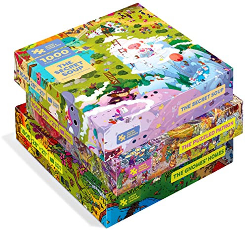 Magic Puzzles 3-Pack • Serie 3 • The Secret Soup, The Puzzled Patron & The Gnomes' Homes • 1000-teiliges Puzzle von The Magic Puzzle Company Magic Puzzles 3-Pack • Serie 3 • The Secret Soup, The Puzzled Patron & The Gnomes' Homes • 1000-teiliges Puzzle von The Magic Puzzle Company von Magic Puzzle Company