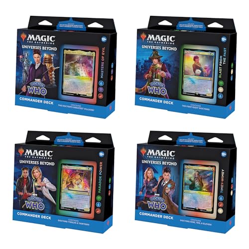 Magic The Gathering Doctor Who Commander Deck Bundle - Enthält alle 4 Decks (1 Masters of Evil, 1 Blast from The Past, 1 Timey-Wimey und 1 Paradox Power Deck Set) von Magic The Gathering