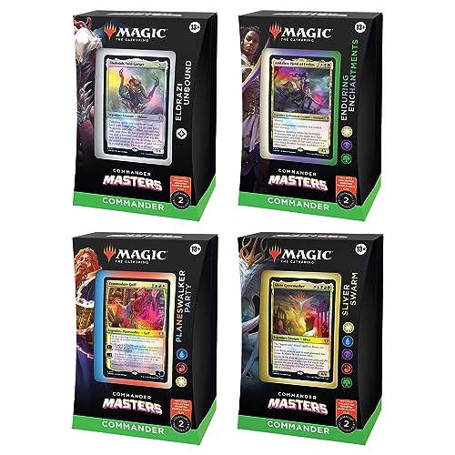 Magic: The Gathering - Commander Masters Commander Deck Display - All 4 Decks (1 Eldrazi Unbound, 1 Enduring Enchantments, 1 Planeswalker Party, and 1 Sliver Swarm) von Magic: The Gathering