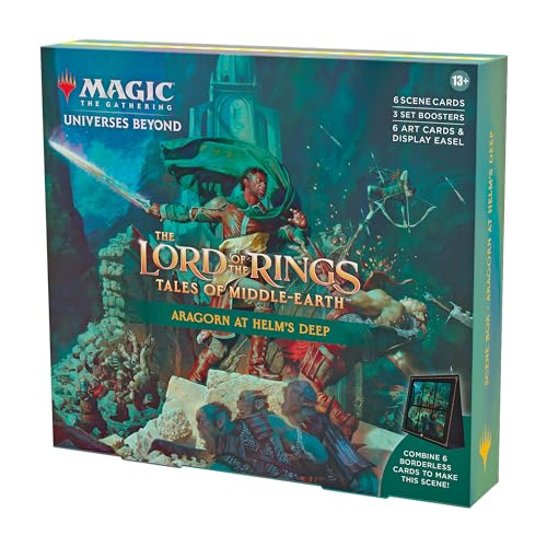 Magic: The Gathering Der Herr der Ringe: Geschichten aus Mittelerde Szenenbox – Aragorn in Helms Klamm (6 Szenenkarten, 6 Artwork-Karten, 3 Set Booster + Aufsteller) (Englische Version) von Magic The Gathering