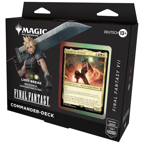Magic: The Gathering FINAL FANTASY VII Commander-Deck – Limit-Break (Deck mit 100 Karten, Sammler-Booster-Probepackung mit 2 Karten + Zubehör) (Deutsche Version) von Magic: The Gathering