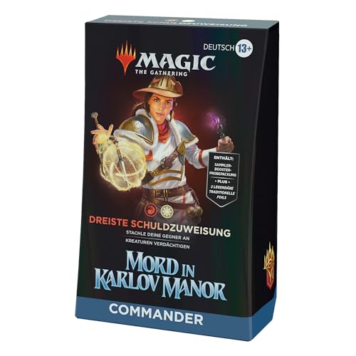 Magic: The Gathering – Mord in Karlov Manor Commander-Deck – Dreiste Schuldzuweisung (Deck mit 100 Karten, Sammler-Booster-Probepackung mit 2 Karten und Zubehör) (deutsche Version) von Magic The Gathering