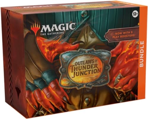 Magic: The Gathering – Outlaws von Thunder Junction Bundle – 9 Play-Booster, 30 Länderkarten + exklusives Zubehör (English Version) von Magic The Gathering