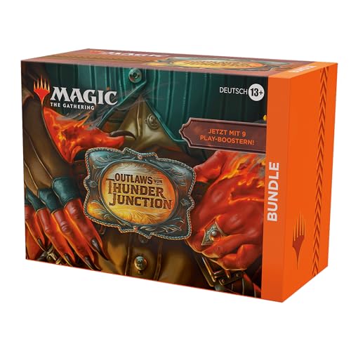 Magic: The Gathering – Outlaws von Thunder Junction Bundle – 9 Play-Booster, 30 Länderkarten + exklusives Zubehör (deutsche Version) von Magic The Gathering