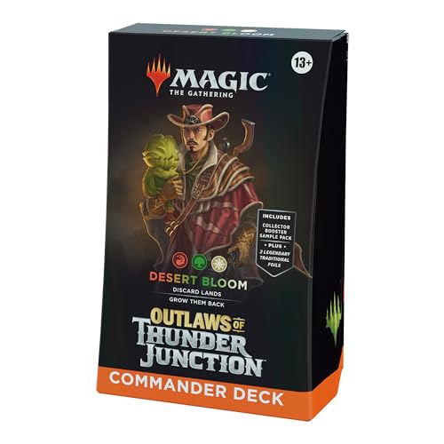 Magic: The Gathering – Outlaws von Thunder Junction Commander-Deck – Blühende Wüste (Deck mit 100 Karten, Sammler-Booster-Probepackung mit 2 Karten und Zubehör) (deutsche Version) von Magic The Gathering