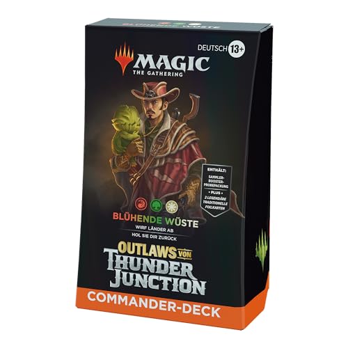 Magic: The Gathering – Outlaws von Thunder Junction Commander-Deck – Blühende Wüste (Deck mit 100 Karten, Sammler-Booster-Probepackung mit 2 Karten und Zubehör) (deutsche Version) von Wizards of the Coast