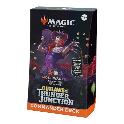 Magic: The Gathering – Outlaws von Thunder Junction Commander-Deck – Meistgesucht (Deck mit 100 Karten, Sammler-Booster-Probepackung mit 2 Karten und Zubehör) (English Version) von Magic The Gathering