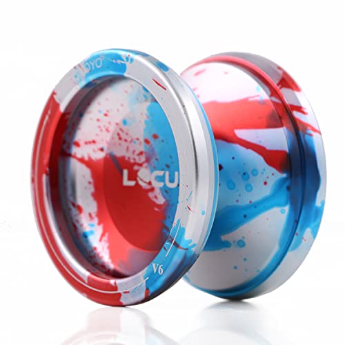 MAGICYOYO JoJo Responsive für Kinder, Erwachsene, Jojos für Anfänger, Profi Jo-jo Metall, Magic Yoyo V6 Locus Jo Jo mit Sack+ Handschuh+ 5 Jo-jos Saiten, Rot & Blau & Silber von MAGICYOYO