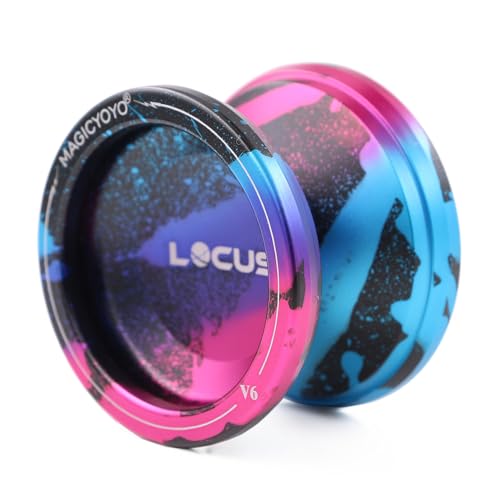 MAGICYOYO Profi JoJo für Kinder Erwachsene, Anfänger Jojos, Responsive JoJo Metall, Magic Yoyo V6 Locus JoJo Ball mit Jo Jo Handschuh+ Tasche+ 5 Jo-jos String Set, Rosa& Blau& Schwarz von MAGICYOYO