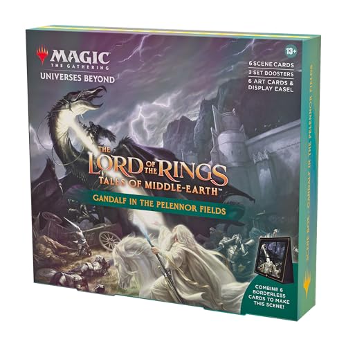 Magic: The Gathering Der Herr der Ringe: Geschichten aus Mittelerde Szenenbox – Gandalf auf den Feldern des Pelennor (6 Szenenkarten, 6 Artwork-Karten, 3 Set Booster + Aufsteller) (Englische Version) von Magic: The Gathering